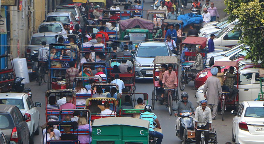Street traffic in India representing the overwhelm we can experience in social media