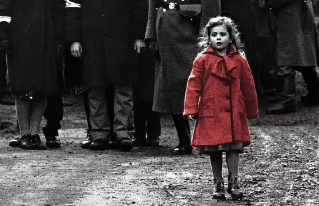 The little girl in the read coat from the scene in Schindler's List